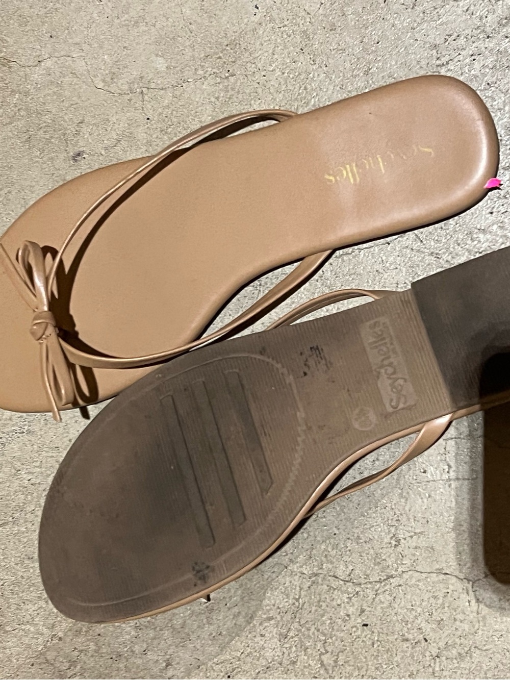 Seychelles Nude-Tan Bow Strap Sandals